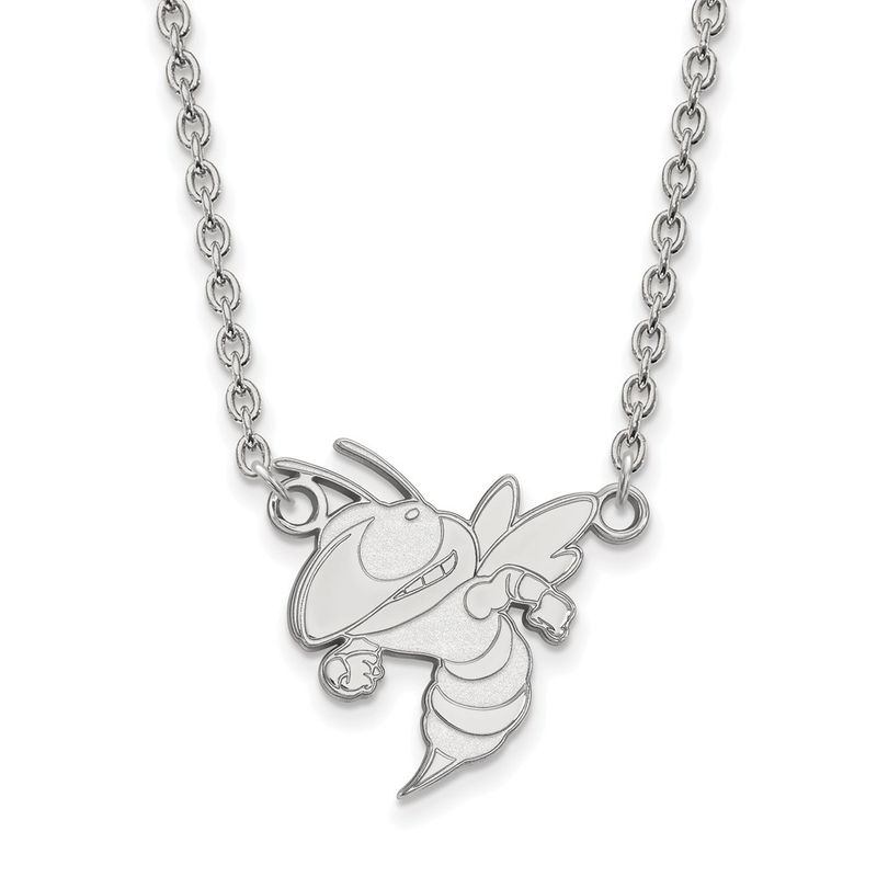 Sterling Silver Georgia Technology Large Mascot Pendant Necklace